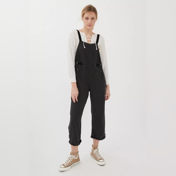 Urban outfitters bdg MIKEY LINEN blend BACKLESS OVERALL in dark grey size large - Picture 1 of 8